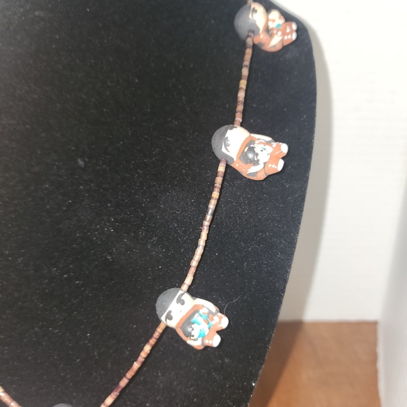 Vintage Santo Domingo story teller Clay Pottery Necklace - Picture 2 of 6